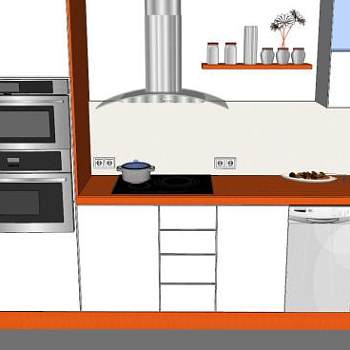 现代中等厨房橱柜SU模型下载_sketchup草图大师SKP模型