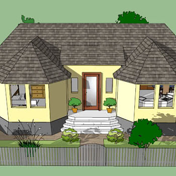 法国单层独立式住宅SU模型下载_sketchup草图大师SKP模型