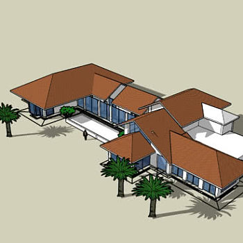 现代瓦屋住宅设计SU模型下载_sketchup草图大师SKP模型