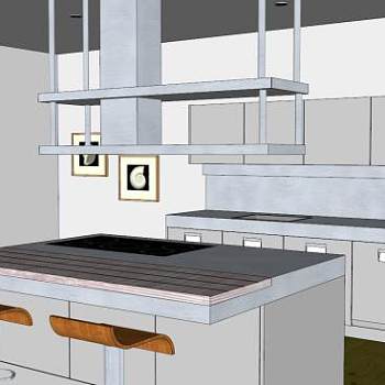 现代橱柜厨房SU模型下载_sketchup草图大师SKP模型