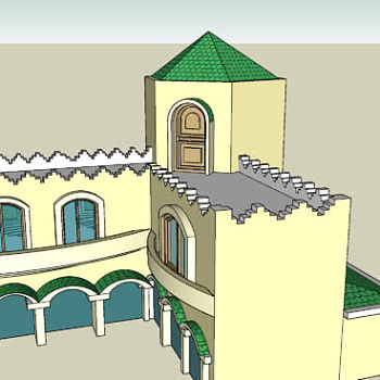 阿尔及利亚城堡别墅SU模型下载_sketchup草图大师SKP模型