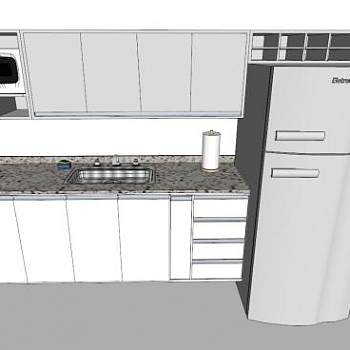 简单厨房橱柜SU模型下载_sketchup草图大师SKP模型