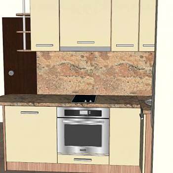 小型厨房L型橱柜SU模型下载_sketchup草图大师SKP模型