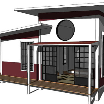 现代日式房屋SU模型下载_sketchup草图大师SKP模型