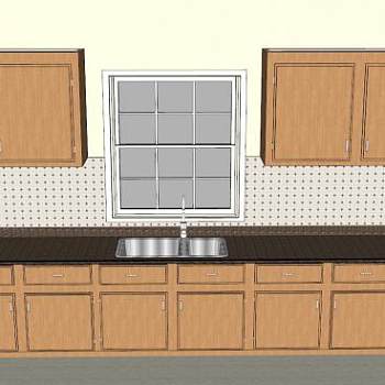 现代橱柜厨房水槽SU模型下载_sketchup草图大师SKP模型