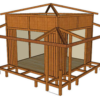 日本木屋茶室SU模型下载_sketchup草图大师SKP模型