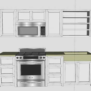 灰色系厨房橱柜SU模型下载_sketchup草图大师SKP模型