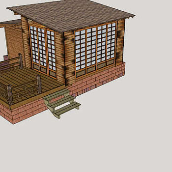 日本传统木门木屋SU模型下载_sketchup草图大师SKP模型