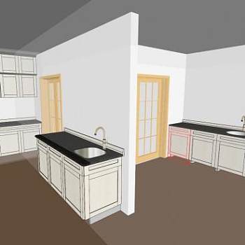 现代风格岛型橱柜SU模型下载_sketchup草图大师SKP模型