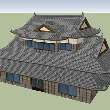 传统日式瓦房屋SU模型下载_sketchup草图大师SKP模型