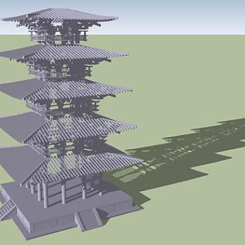 传统日式塔楼凉亭SU模型下载_sketchup草图大师SKP模型