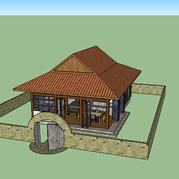 现代日式瓦屋围墙SU模型下载_sketchup草图大师SKP模型