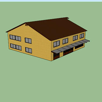 现代日式平房建筑SU模型下载_sketchup草图大师SKP模型