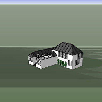 现代日式住宅SU模型下载_sketchup草图大师SKP模型