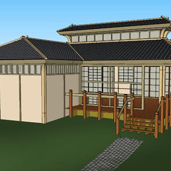 日式木屋瓦房住宅SU模型下载_sketchup草图大师SKP模型