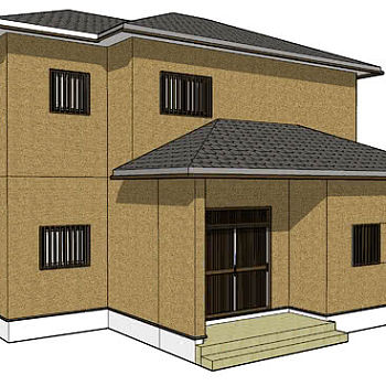 现代日式房屋建筑SU模型下载_sketchup草图大师SKP模型