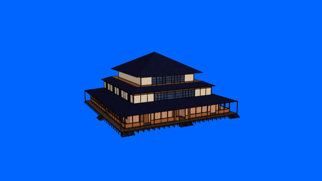 多层日式木屋住宅SU模型下载_sketchup草图大师SKP模型