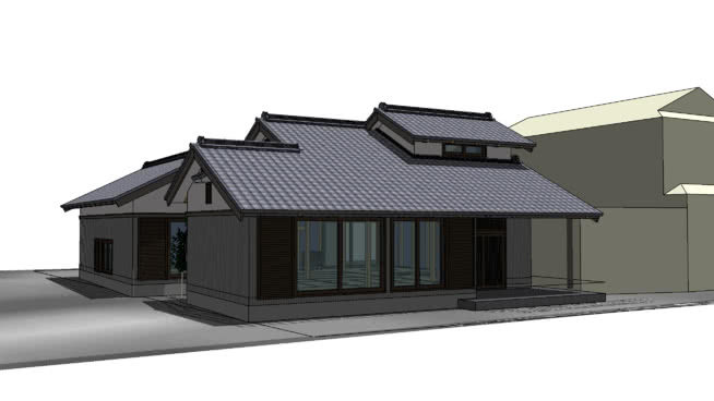 日式现代风格瓦屋住宅SU模型下载_sketchup草图大师SKP模型