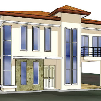 现代风格郊区别墅SU模型下载_sketchup草图大师SKP模型