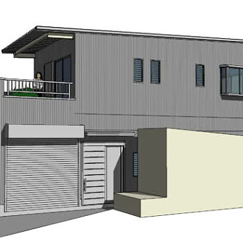 钢结构住宅带车库SU模型下载_sketchup草图大师SKP模型