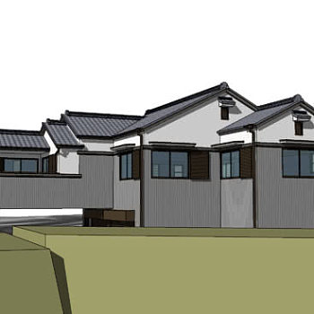 新日式风格瓦房住宅SU模型下载_sketchup草图大师SKP模型