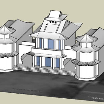 台中市南兴宫SU模型下载_sketchup草图大师SKP模型