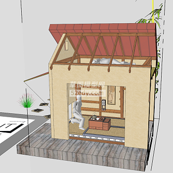 小型和风茶室SU模型下载_sketchup草图大师SKP模型