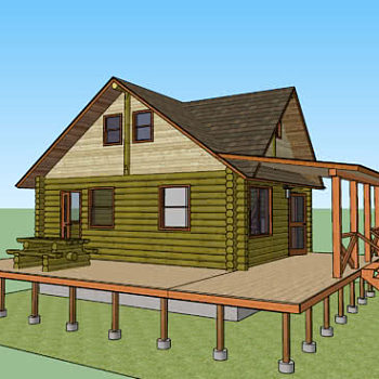 日式木屋露台SU模型下载_sketchup草图大师SKP模型