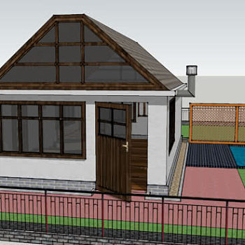 小户型乡村风格房屋泳池独栋SU模型下载_sketchup草图大师SKP模型