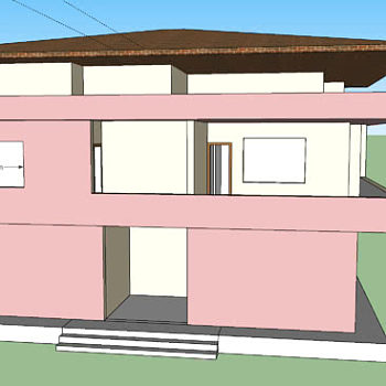 粉色乡村平房SU模型下载_sketchup草图大师SKP模型