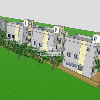 乡镇房屋独栋SU模型下载_sketchup草图大师SKP模型