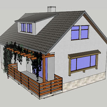 小户型露台住宅凉棚藤蔓SU模型下载_sketchup草图大师SKP模型