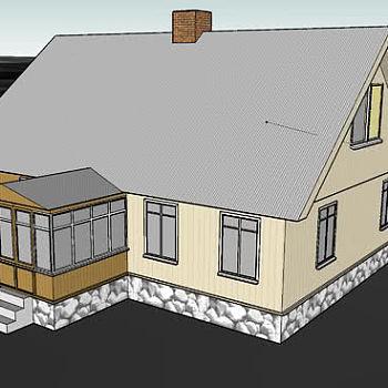 美式小户型住宅SU模型下载_sketchup草图大师SKP模型