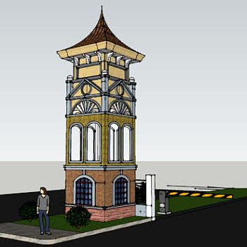 城堡岗哨塔楼SU模型下载_sketchup草图大师SKP模型