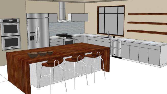 马加里多住宅厨房餐厅SU模型下载_sketchup草图大师SKP模型