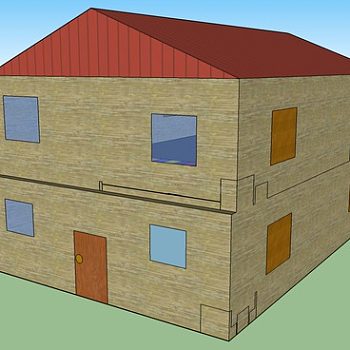 双层平房住宅SU模型下载_sketchup草图大师SKP模型