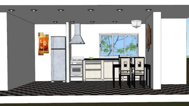 现代小型厨房家中餐厅SU模型下载_sketchup草图大师SKP模型