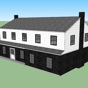 老式石砖烟囱房屋SU模型下载_sketchup草图大师SKP模型