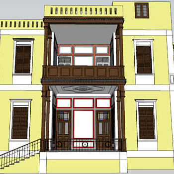 奥斯曼古典风格别墅SU模型下载_sketchup草图大师SKP模型