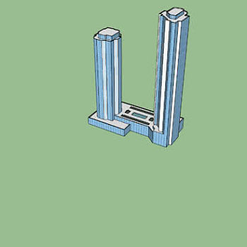 高级酒店大厦建筑SU模型下载_sketchup草图大师SKP模型