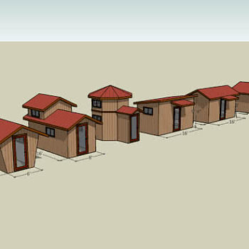 多户木板平房设计SU模型下载_sketchup草图大师SKP模型