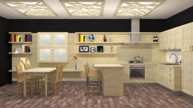 现代木质厨房餐厅SU模型下载_sketchup草图大师SKP模型