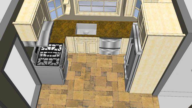 现代小厨房家中餐厅SU模型下载_sketchup草图大师SKP模型