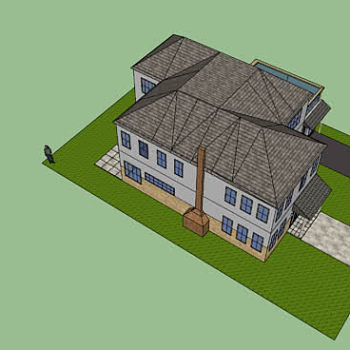 独立式车库住宅SU模型下载_sketchup草图大师SKP模型