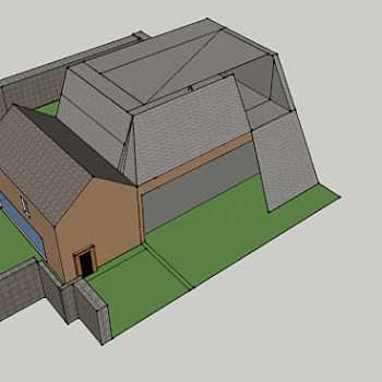 简易庭院车库住宅SU模型下载_sketchup草图大师SKP模型