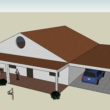 简易凉棚车棚住宅SU模型下载_sketchup草图大师SKP模型