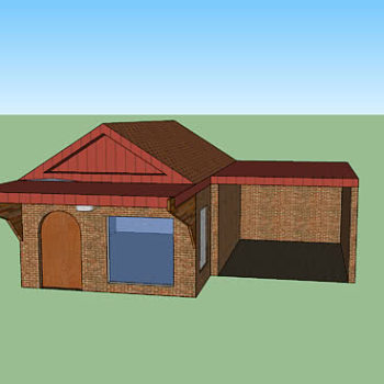 小型住宅带车库SU模型下载_sketchup草图大师SKP模型