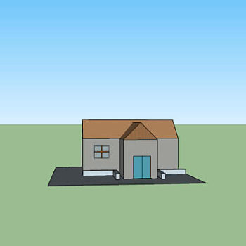 简易倾斜屋顶房屋SU模型下载_sketchup草图大师SKP模型