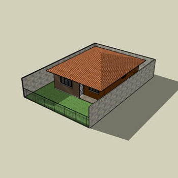 牧场风格围院住宅SU模型下载_sketchup草图大师SKP模型