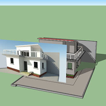 小户型双层露台住宅SU模型下载_sketchup草图大师SKP模型